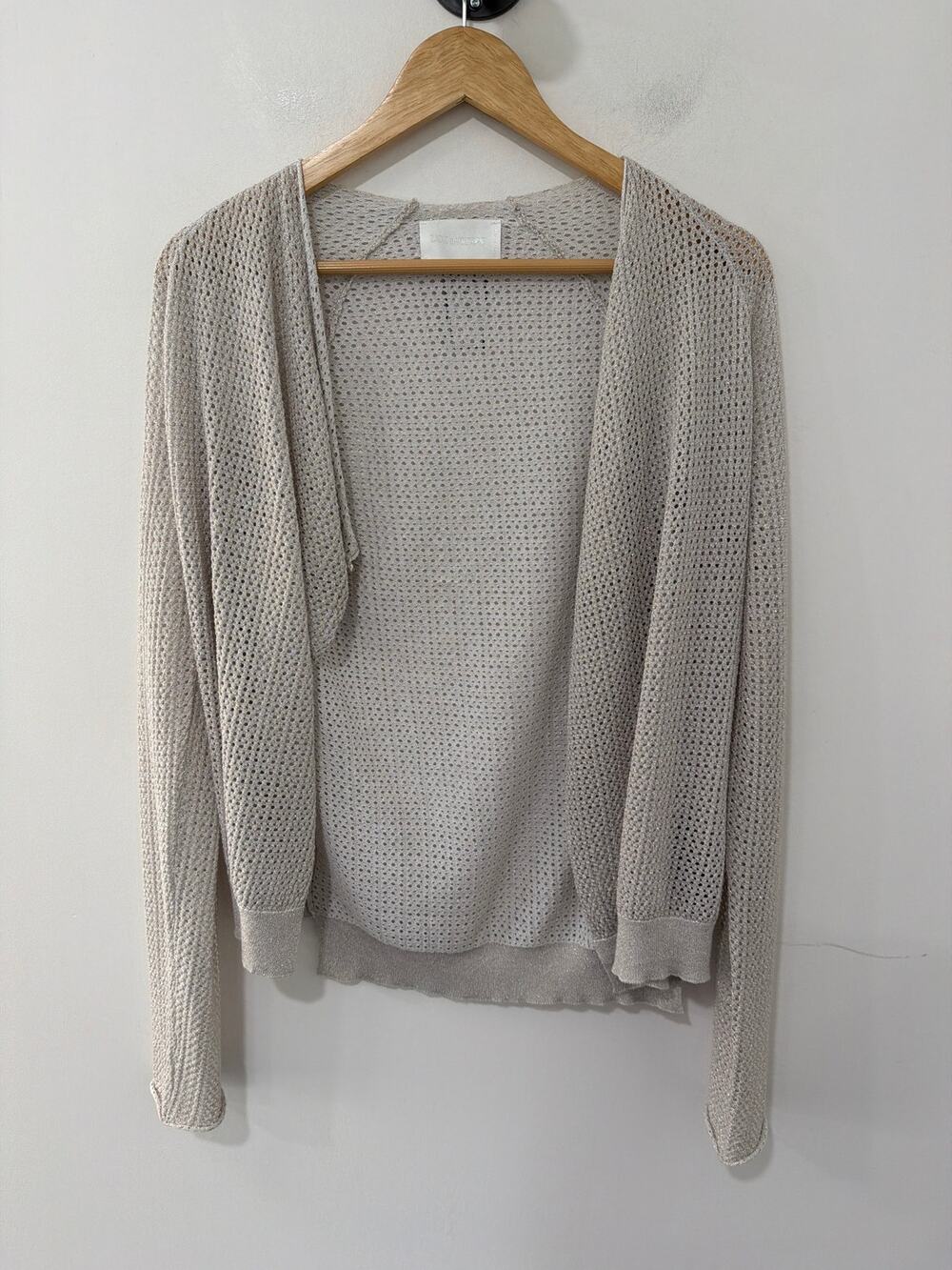 Zadig & Voltaire Daphnee Metallic Cotton Blend Open Weave Knit Cardigan Size M
